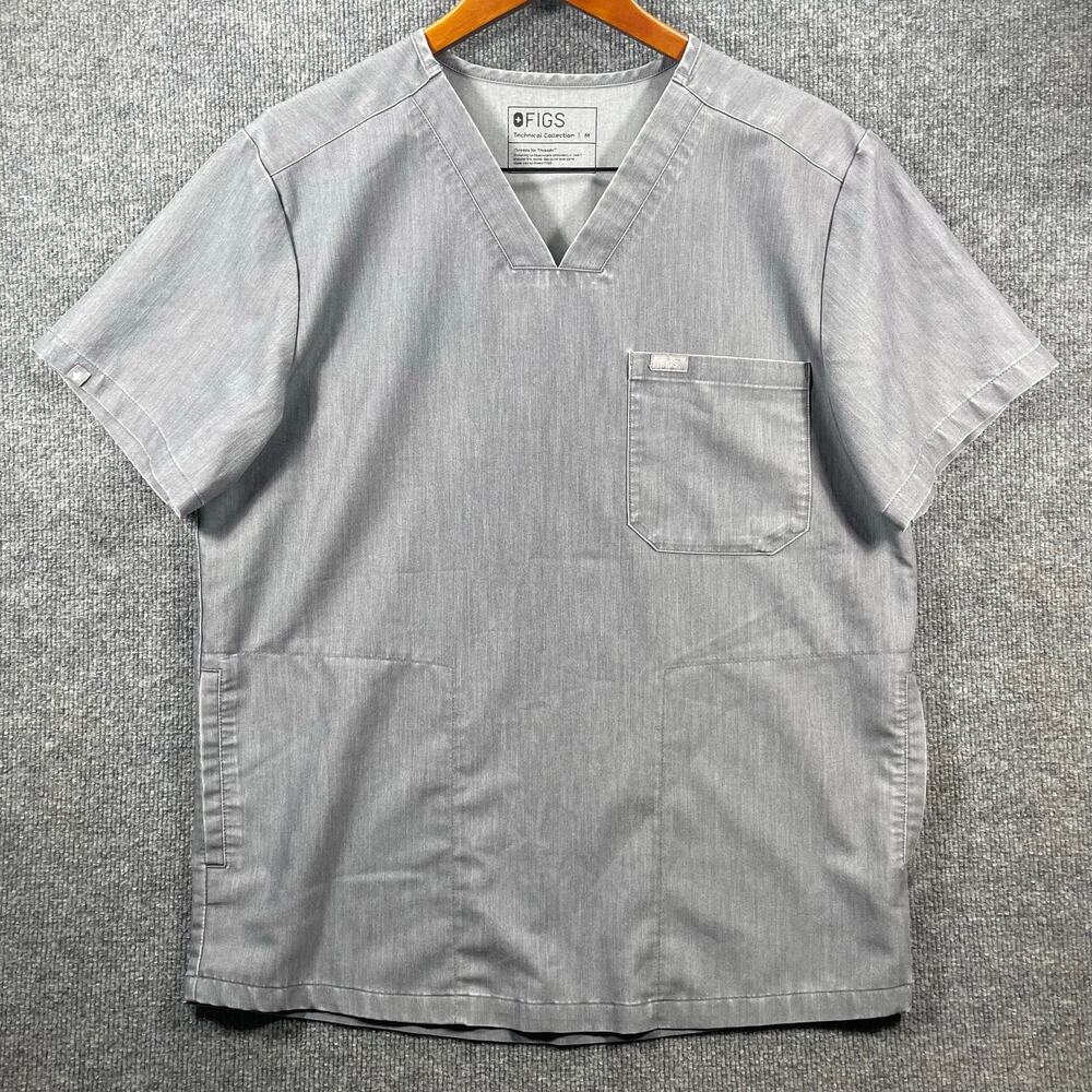 Figs Chisec Three-Pocket Scrub Top Men's M Gray Medical Nursing Uniform Hospital
